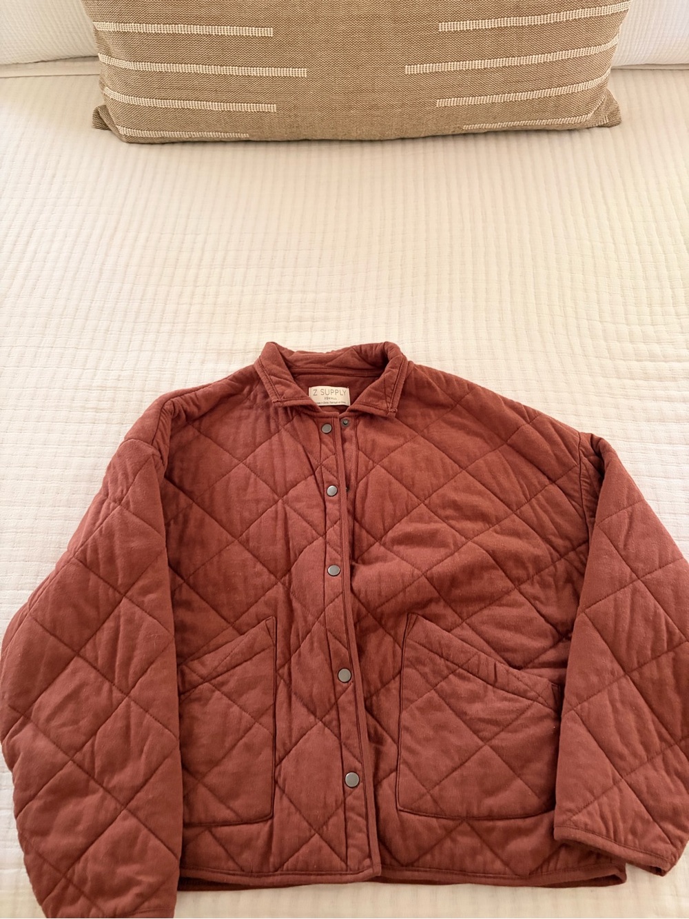 Z Supply Quilted Button-Front Jacket in Rust